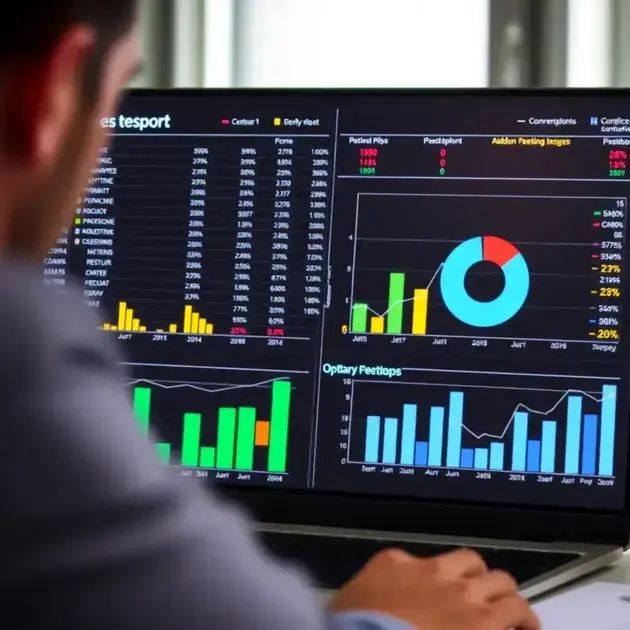 Gráfico de relatório de vendas com análise detalhada em CRM